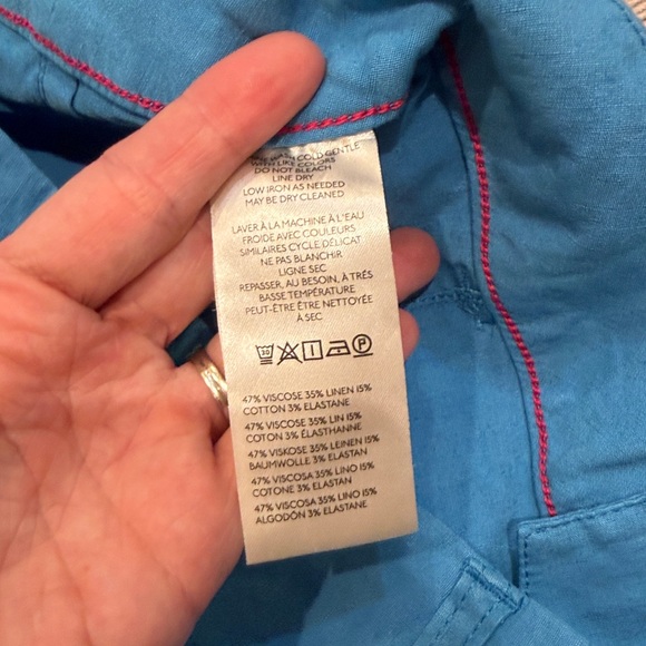 Anthropologie Maeve The Colette Cropped Wide Leg Pants Linen Sky Blue 30 NEW - Picture 6 of 7